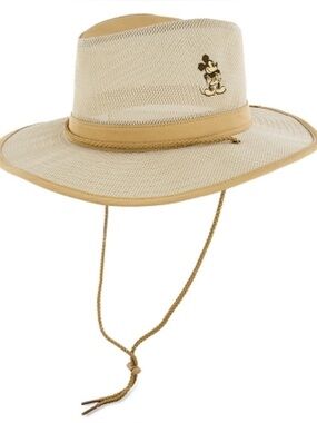 Disney Parks Breathable Sun Safari Hat Wide Brim Mickey Mouse Beige Mesh